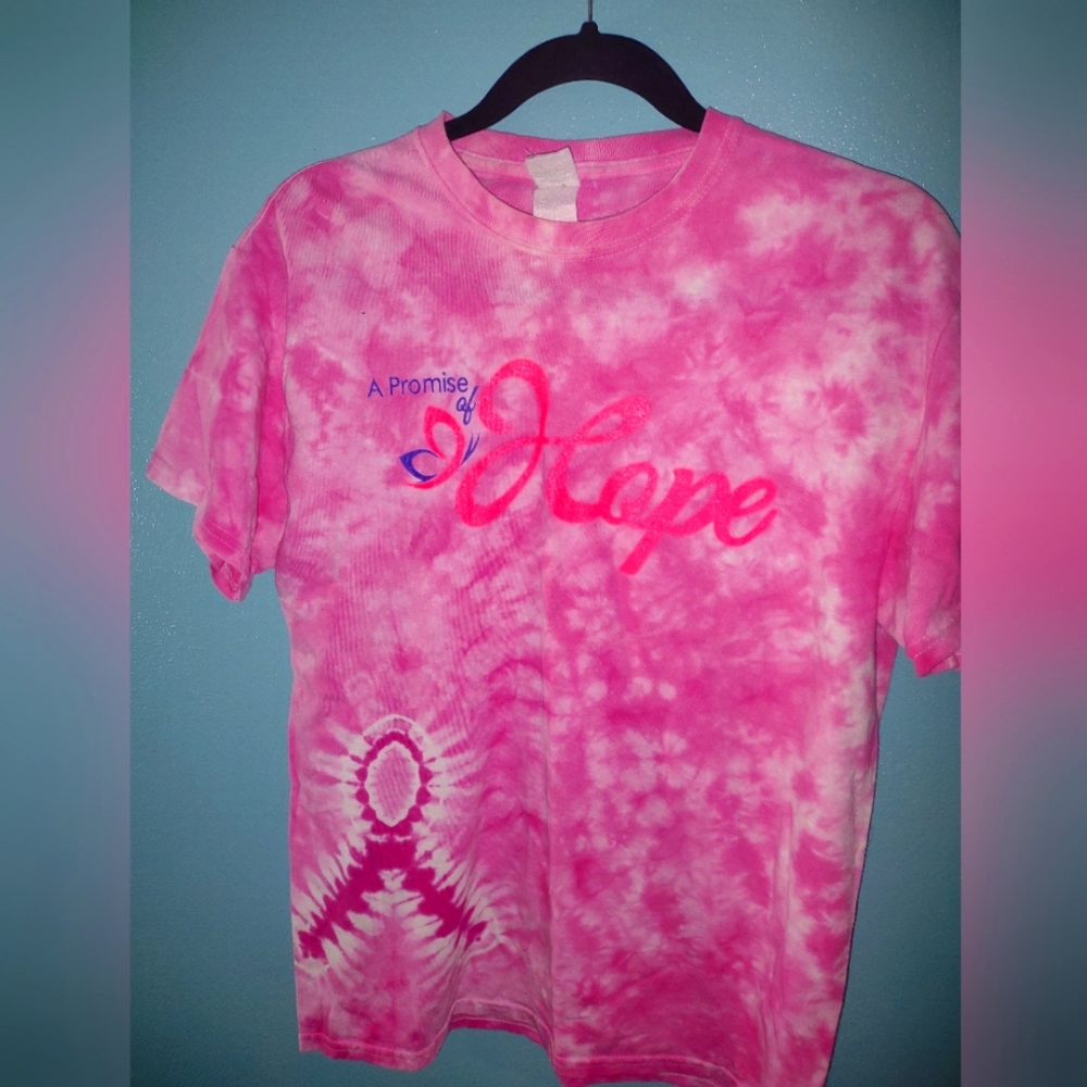 Women's Tie dye Cancer Awareness T-shirt